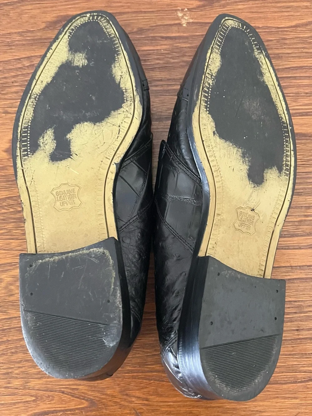 Giorgio Brutini Black Leather Slip-On Loafers with Gold Accent